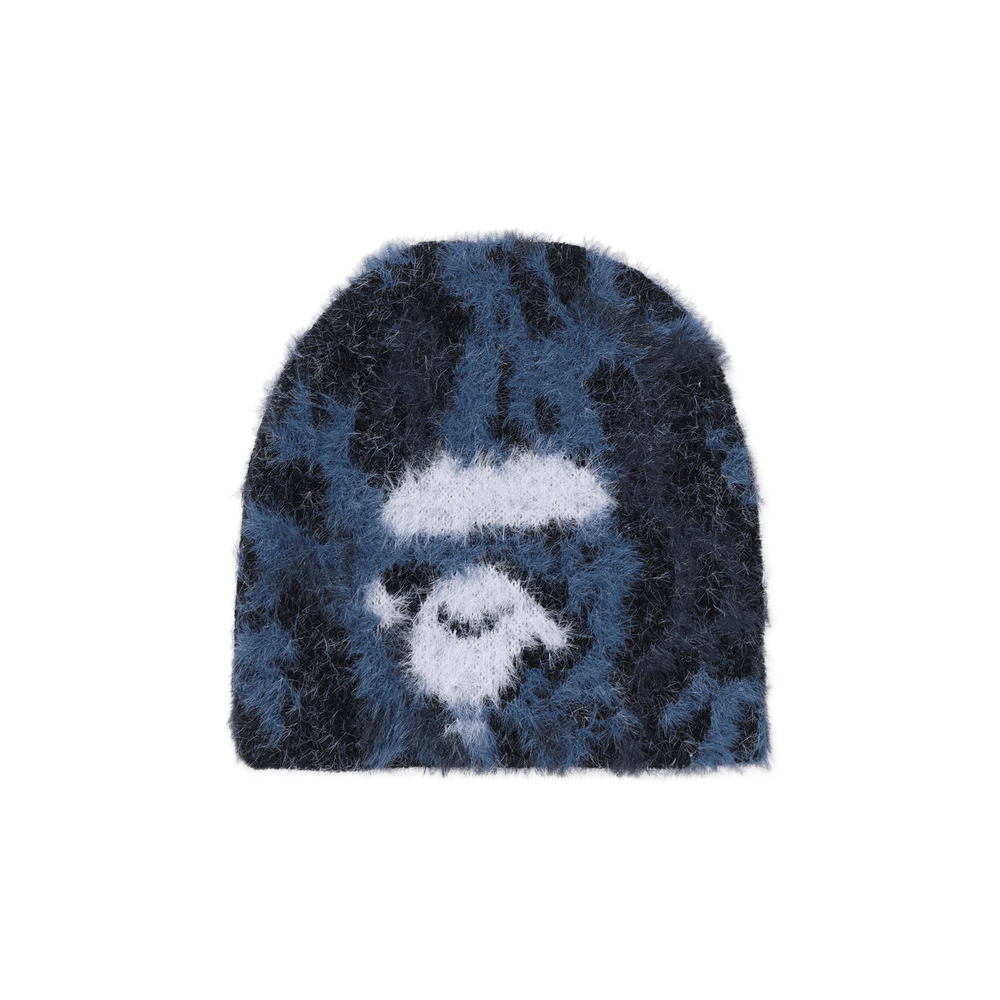 Buy BAPE Wild Leopard Pattern Ape Face Knit Cap 'Navy' - 1L80 181