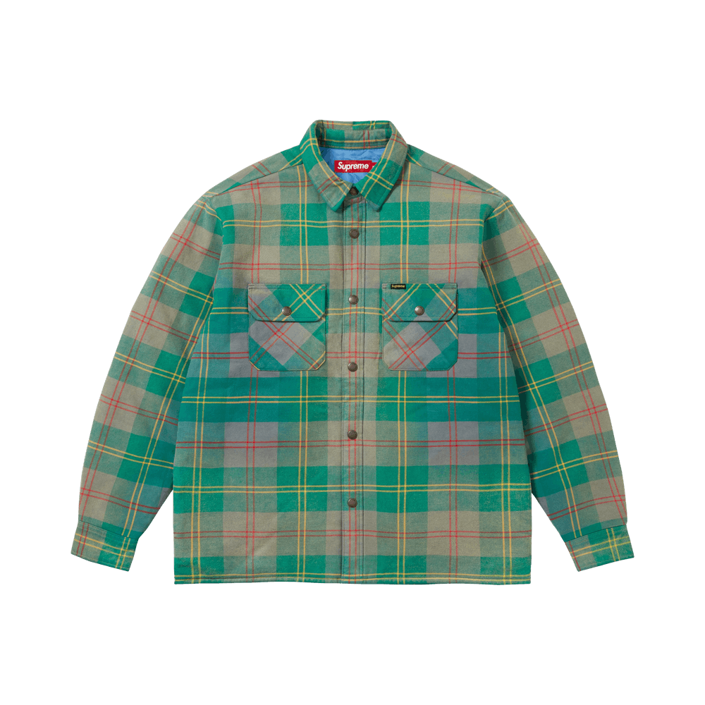 Buy Supreme Quilted Lined Flannel Snap Shirt 'Green' - SS26S7