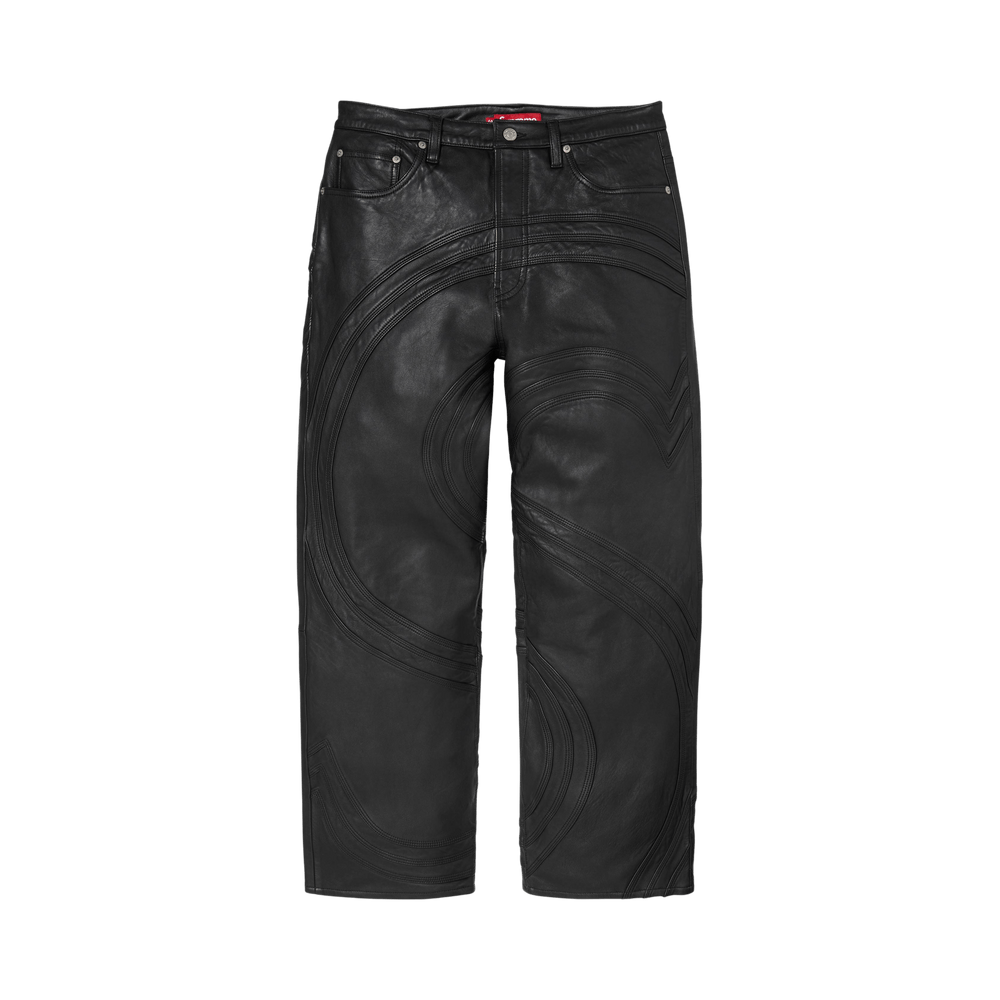 Buy Supreme S Logo Leather Baggy 5-Pocket Jean 'Black' - SS26P71