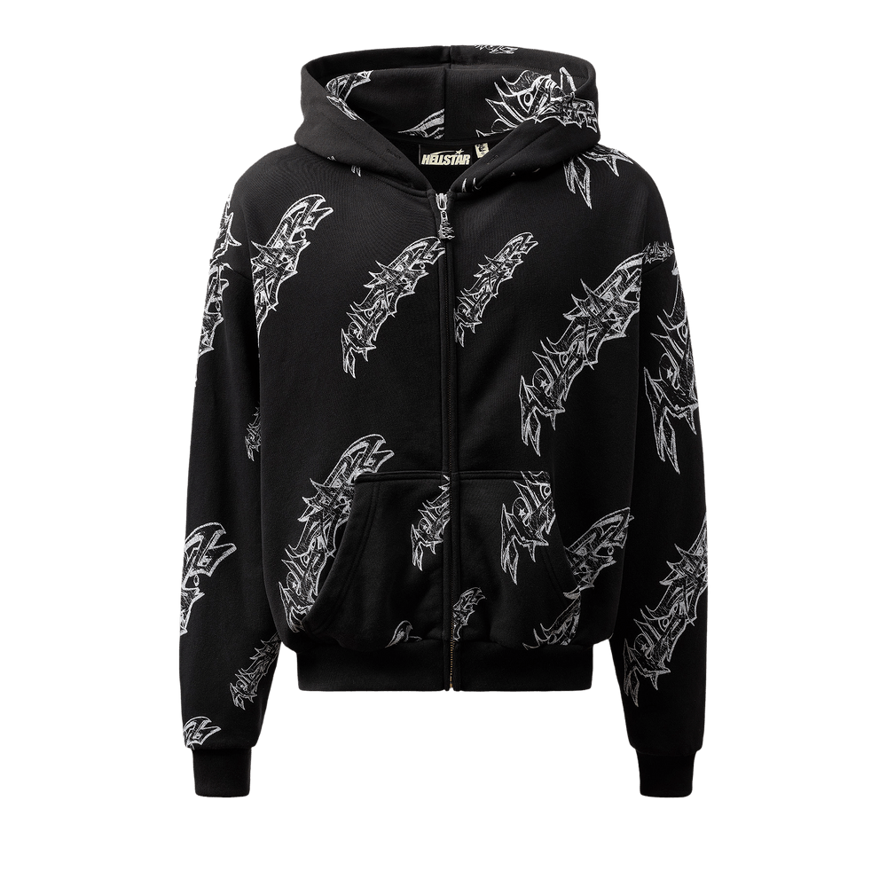 Buy Hellstar Roll Print Graffiti Zip Up Hoodie 'Black' - HSSS26ZP4