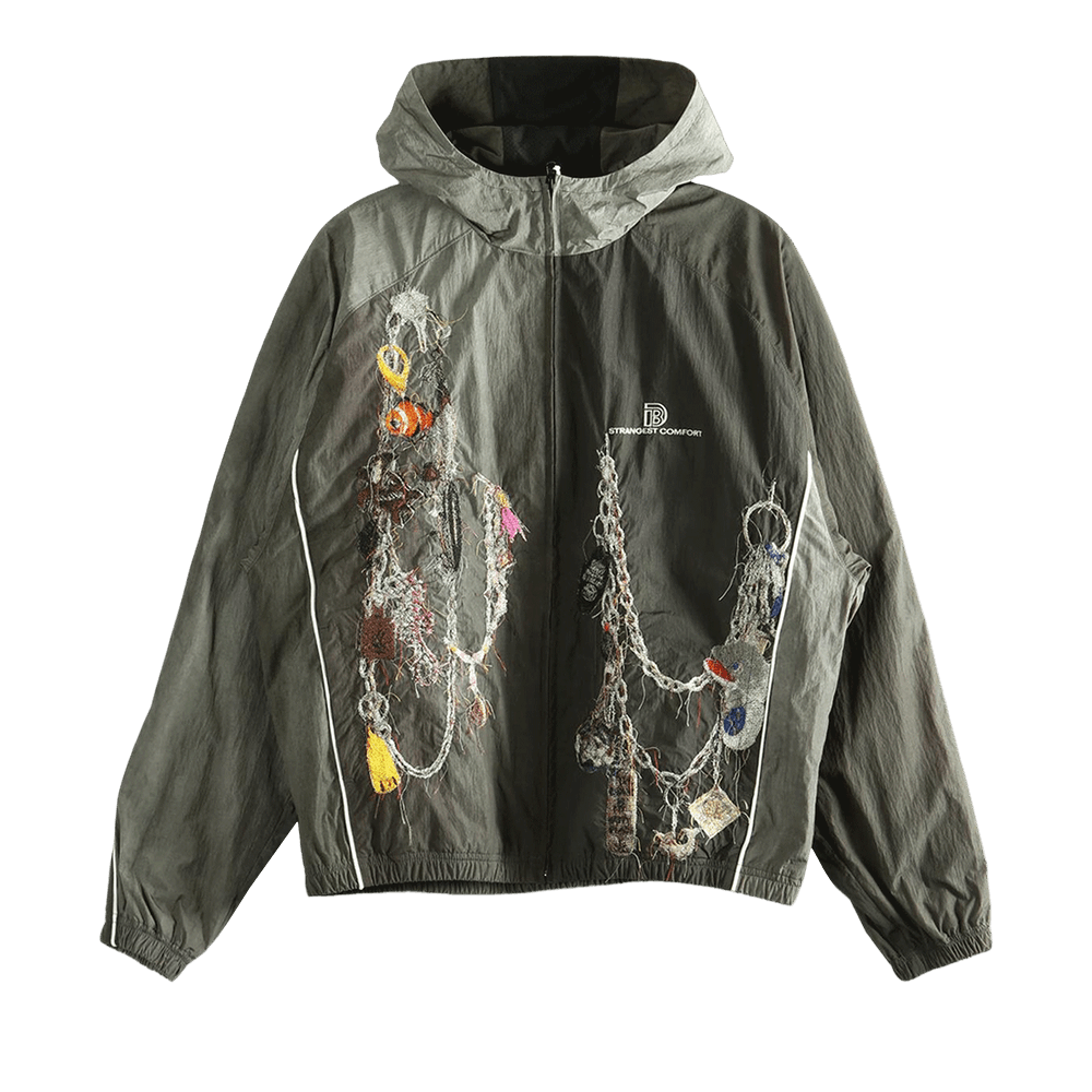 Buy Doublet Moss Embroidered Chain Track Jacket 'Charcoal