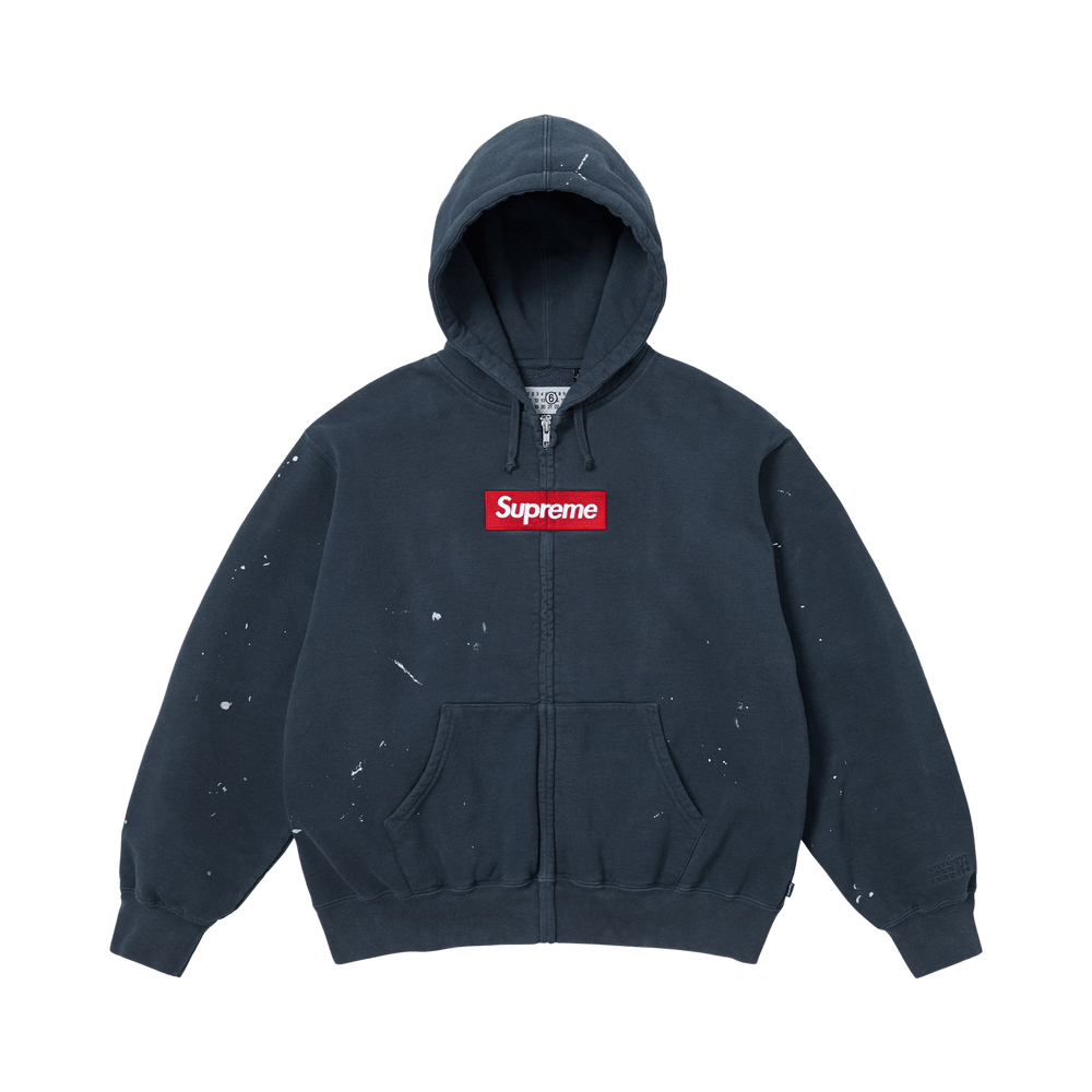 Supreme x MM6 Maison Margiela Box Logo Zip Up Hooded Sweatshirt 'Navy'