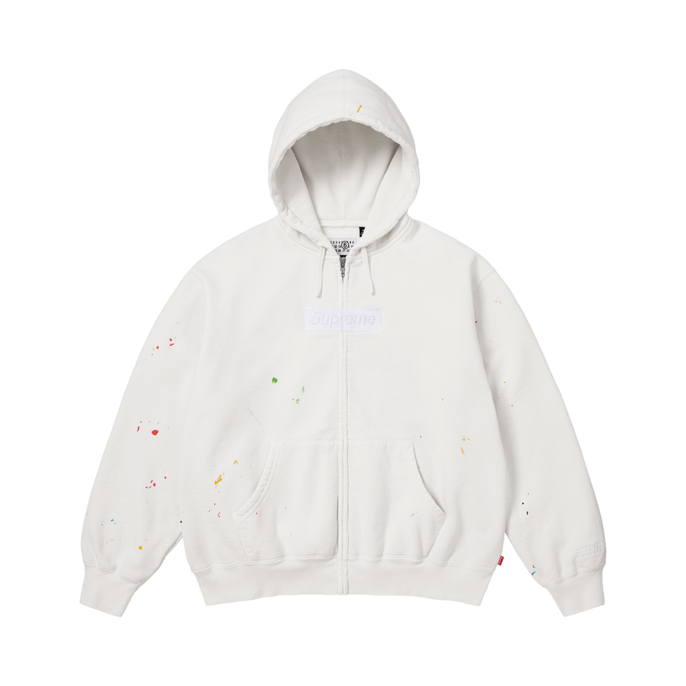 Supreme x MM6 Maison Margiela Box Logo Zip Up Hooded Sweatshirt 'White'
