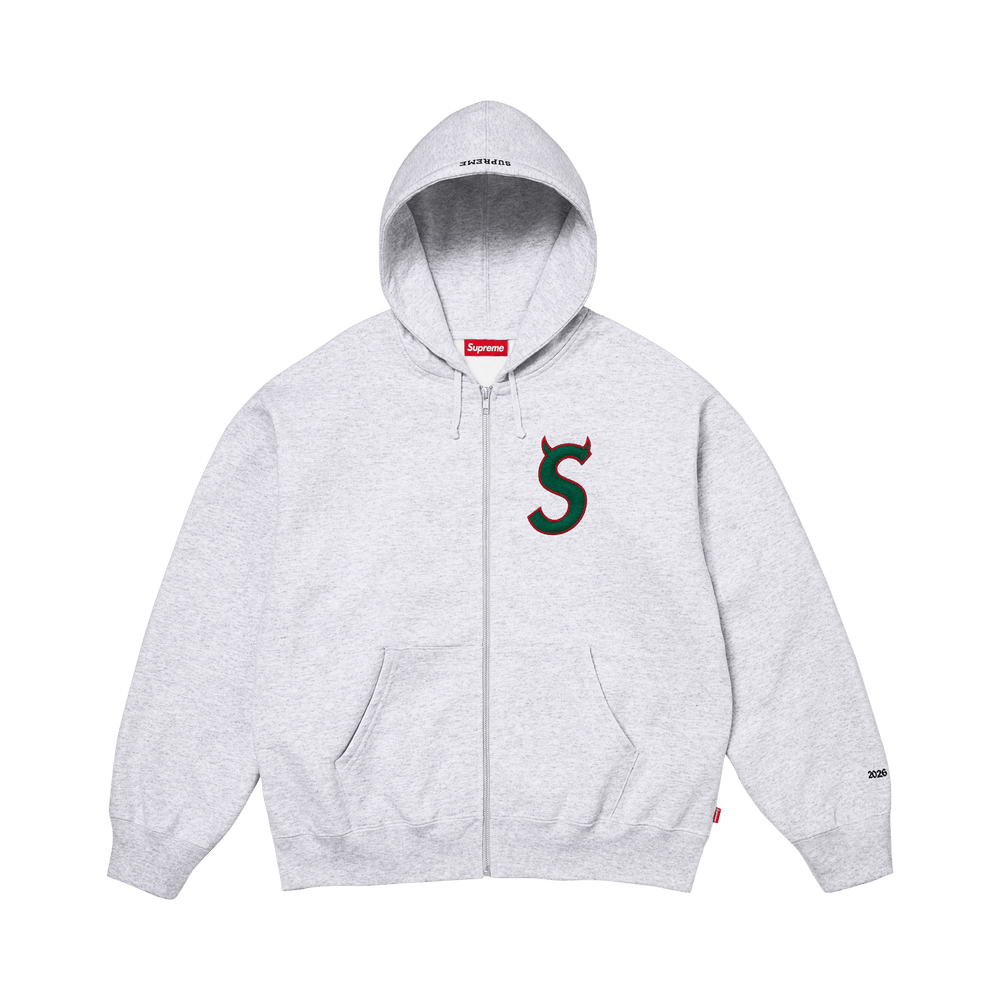 Buy Supreme Devil S Logo Zip Up Hooded Sweatshirt 'Ash Grey