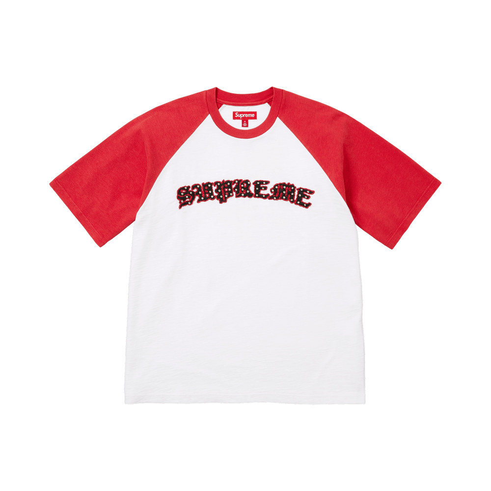Supreme Rhinestone Raglan Short-Sleeve Top 'White'