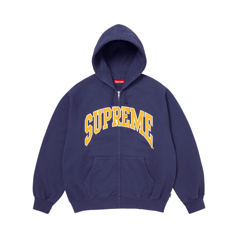 Buy Supreme Cracked Raglan Zip Up Hooded Sweatshirt 'Washed Navy