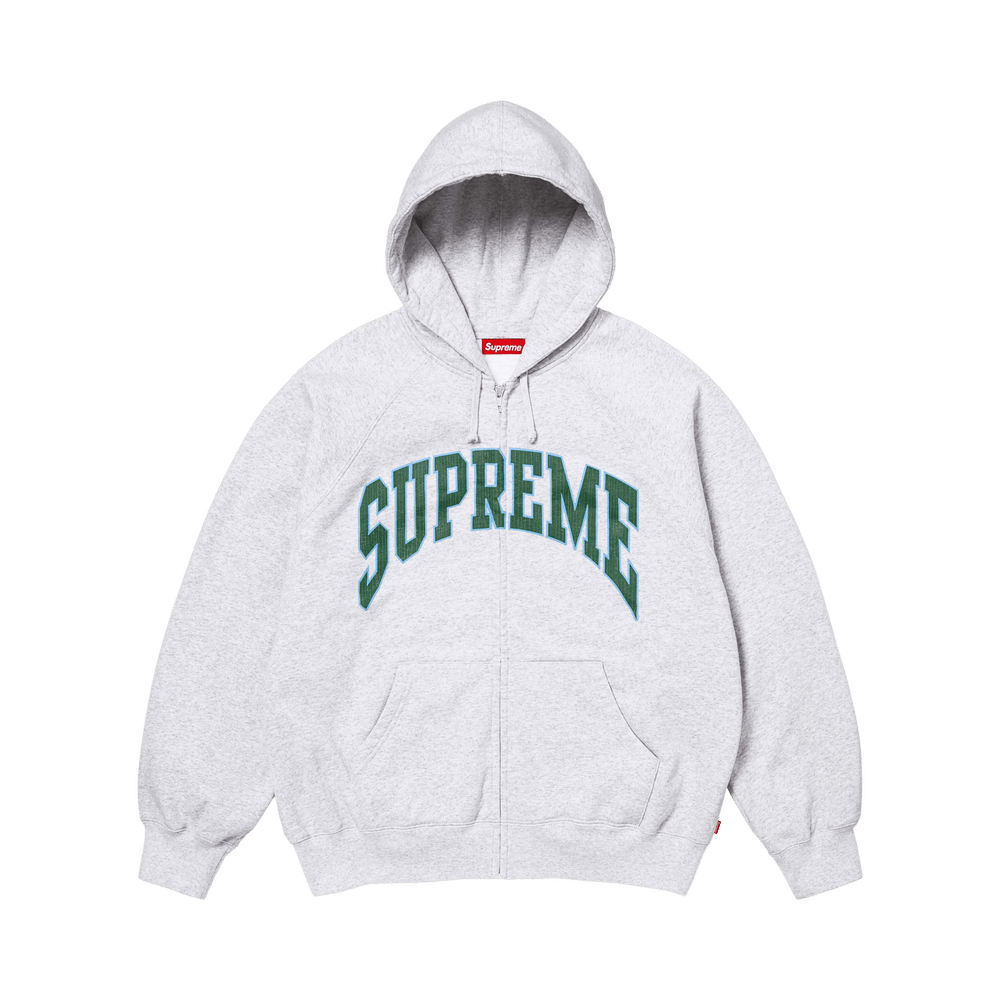 Buy Supreme Cracked Raglan Zip Up Hooded Sweatshirt 'Ash Grey