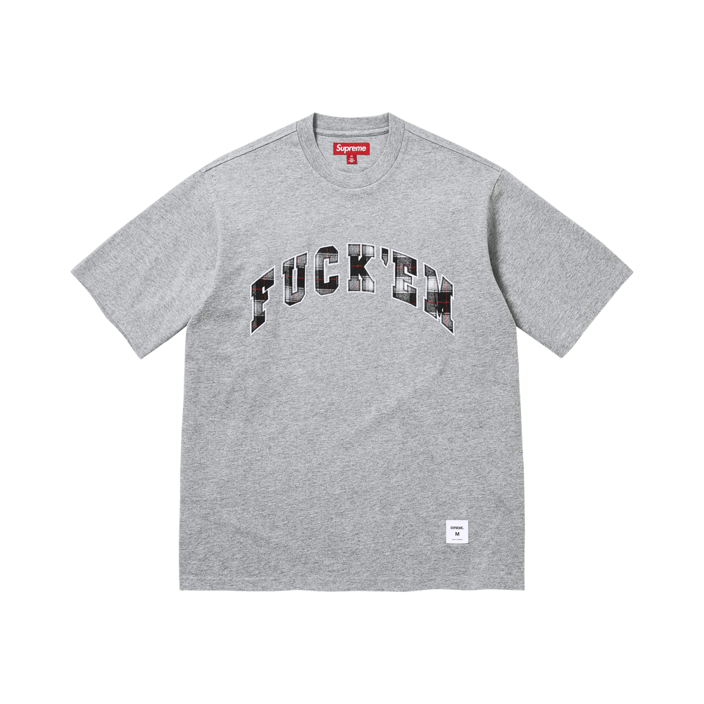 Buy Supreme Fuck Em Plaid Short-Sleeve Top 'Heather Grey
