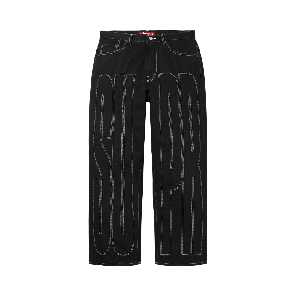 Buy Supreme Inset Spellout Baggy Jean 'Black' - SS26P54 BLACK | GOAT