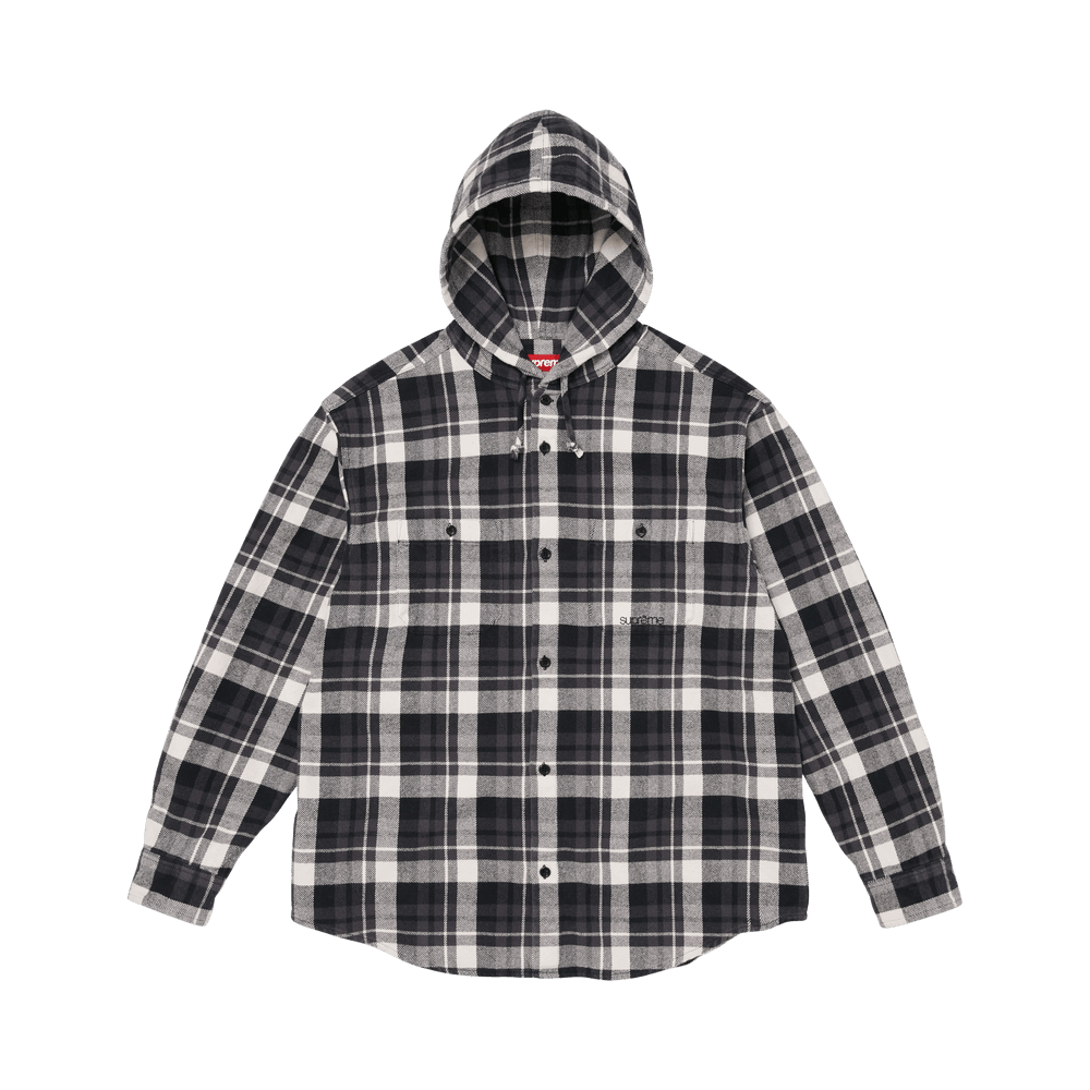 Buy Supreme Hooded Flannel Shirt 'Black' - SS26S39 BLACK | GOAT