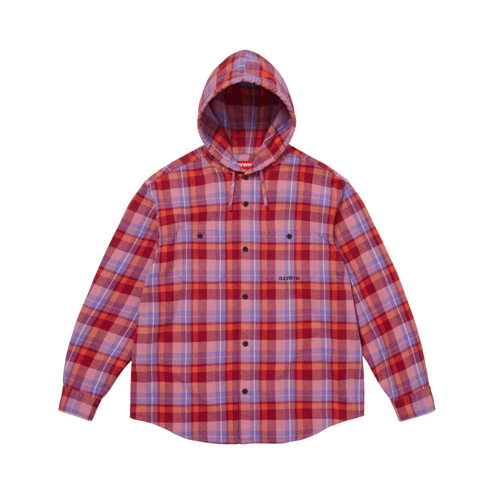 Buy Supreme Hooded Flannel Shirt 'Pink' - SS26S39 PINK | GOAT
