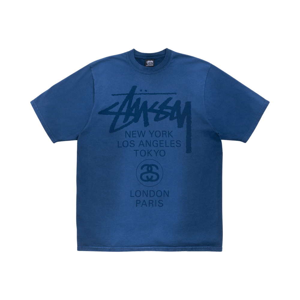 Buy Stussy World Tour Tee 'Sun Faded Navy' - 3903962SF SUN | GOAT