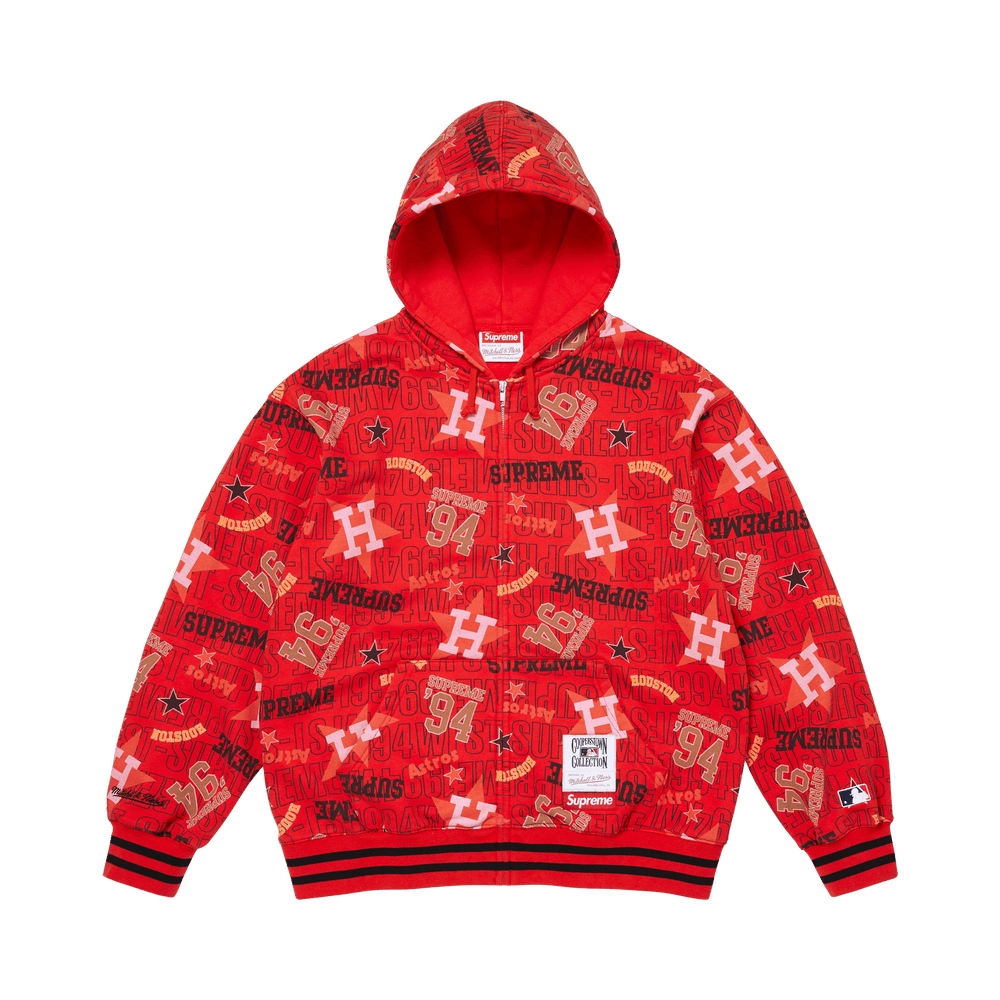 Buy Supreme x Mitchell & Ness Teams Zip Up Hooded Sweatshirt 'Red