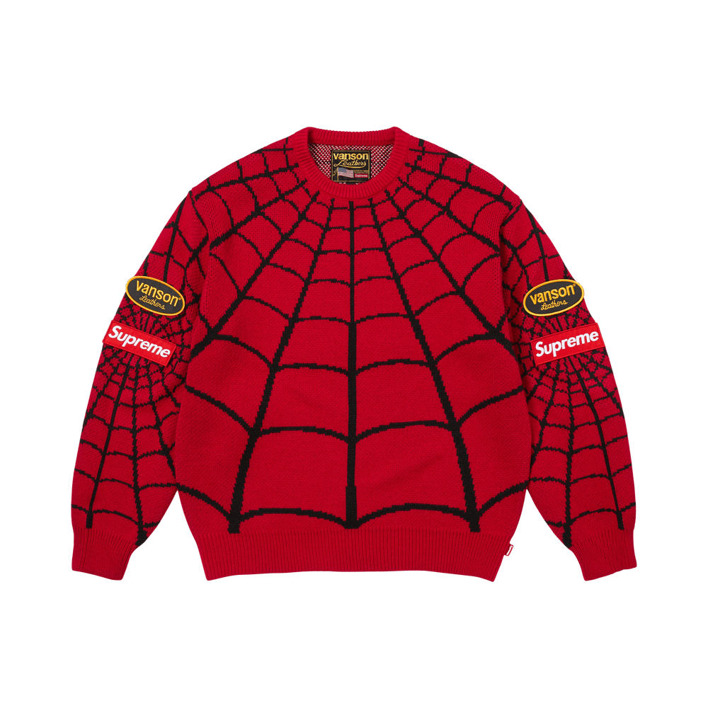 Buy Supreme x Vanson Leathers Spider-Man Sweater 'Red' - SS26SK41