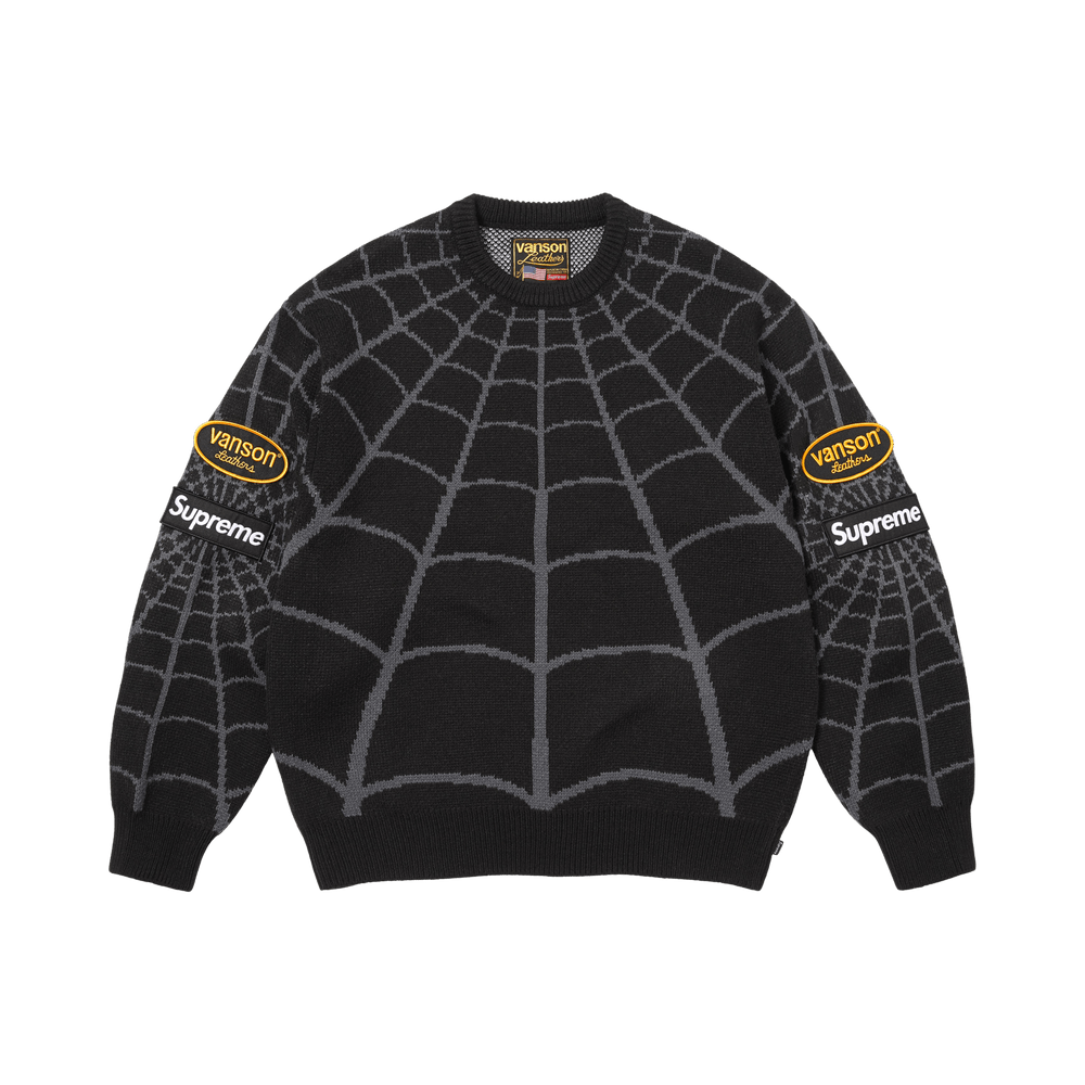Buy Supreme x Vanson Leathers Spider-Man Sweater 'Black