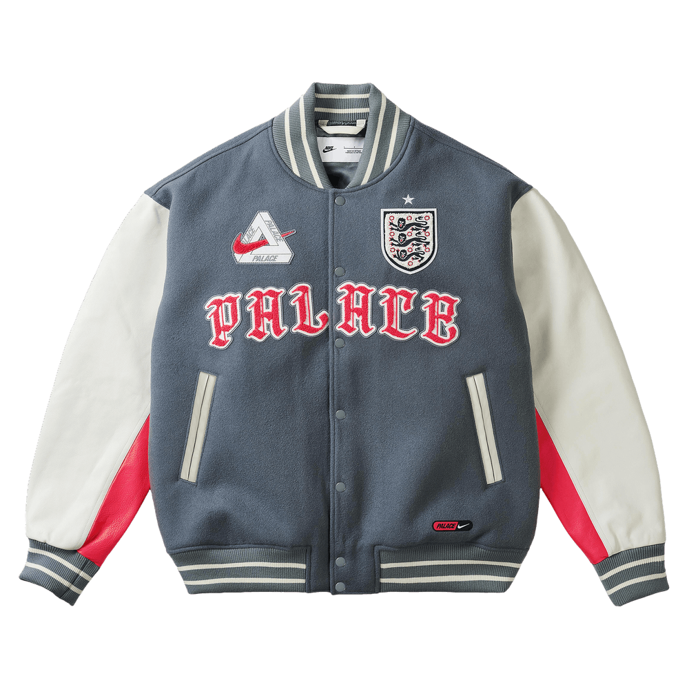 Buy Palace x Nike England Varsity Jacket 'Cool Grey/White/Bright