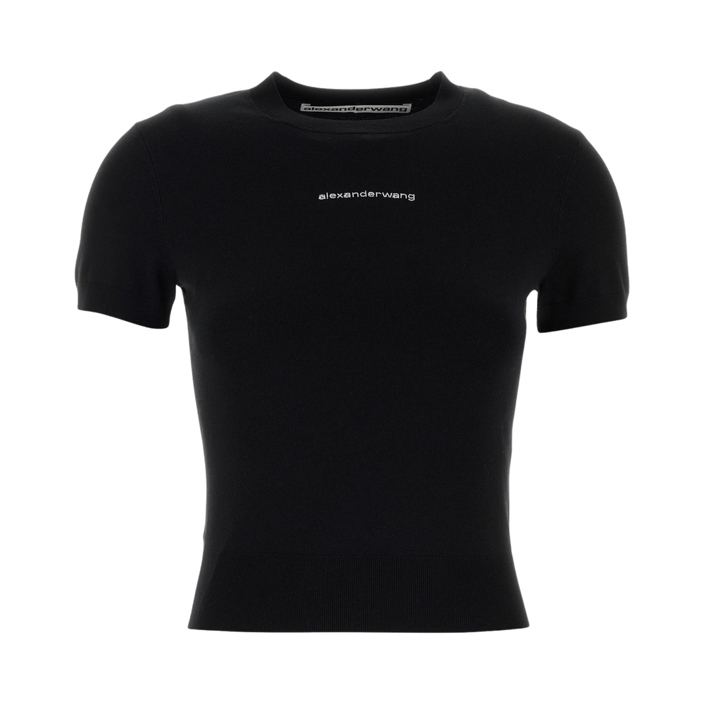 Buy Alexander Wang Crewneck Hotfix Logo Short-Sleeve 'Black