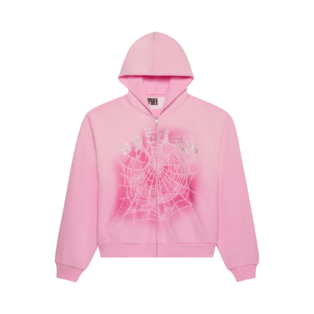 Buy Sp5der OG Web V2 Spray Zip Hoodie 'Light Pink' - ST040SS26LPK