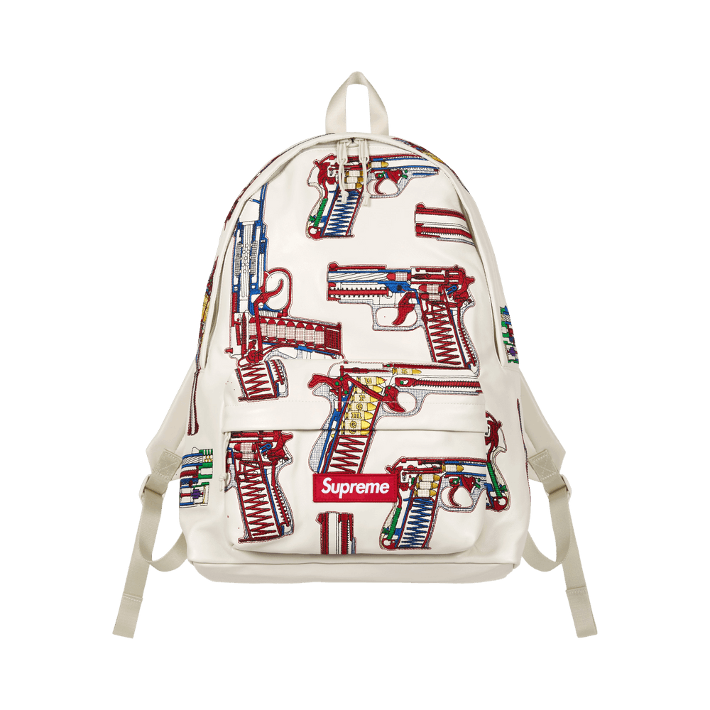 Buy Supreme Guns Embroidered Leather Backpack 'White' - SS26B32