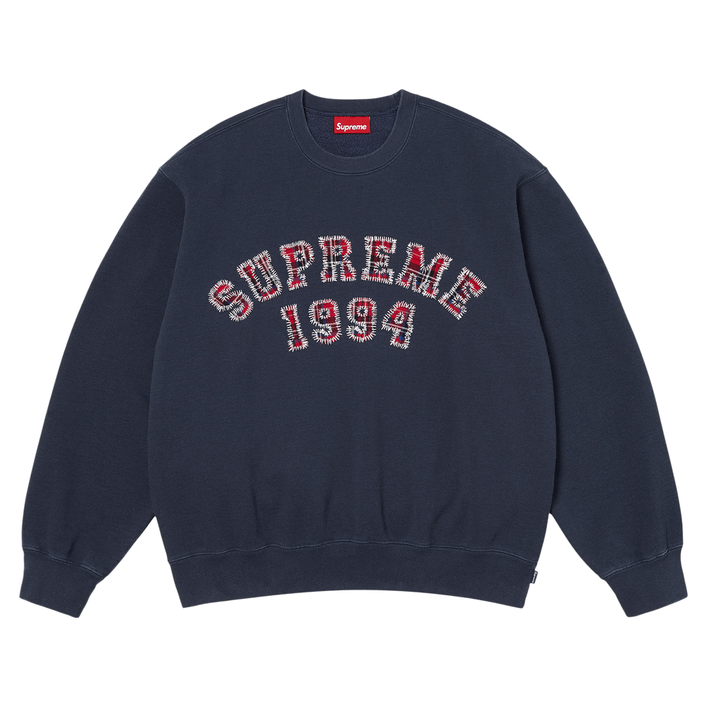 Buy Supreme Plaid Arc Crewneck 'Navy' - SS26SW97 NAVY | GOAT