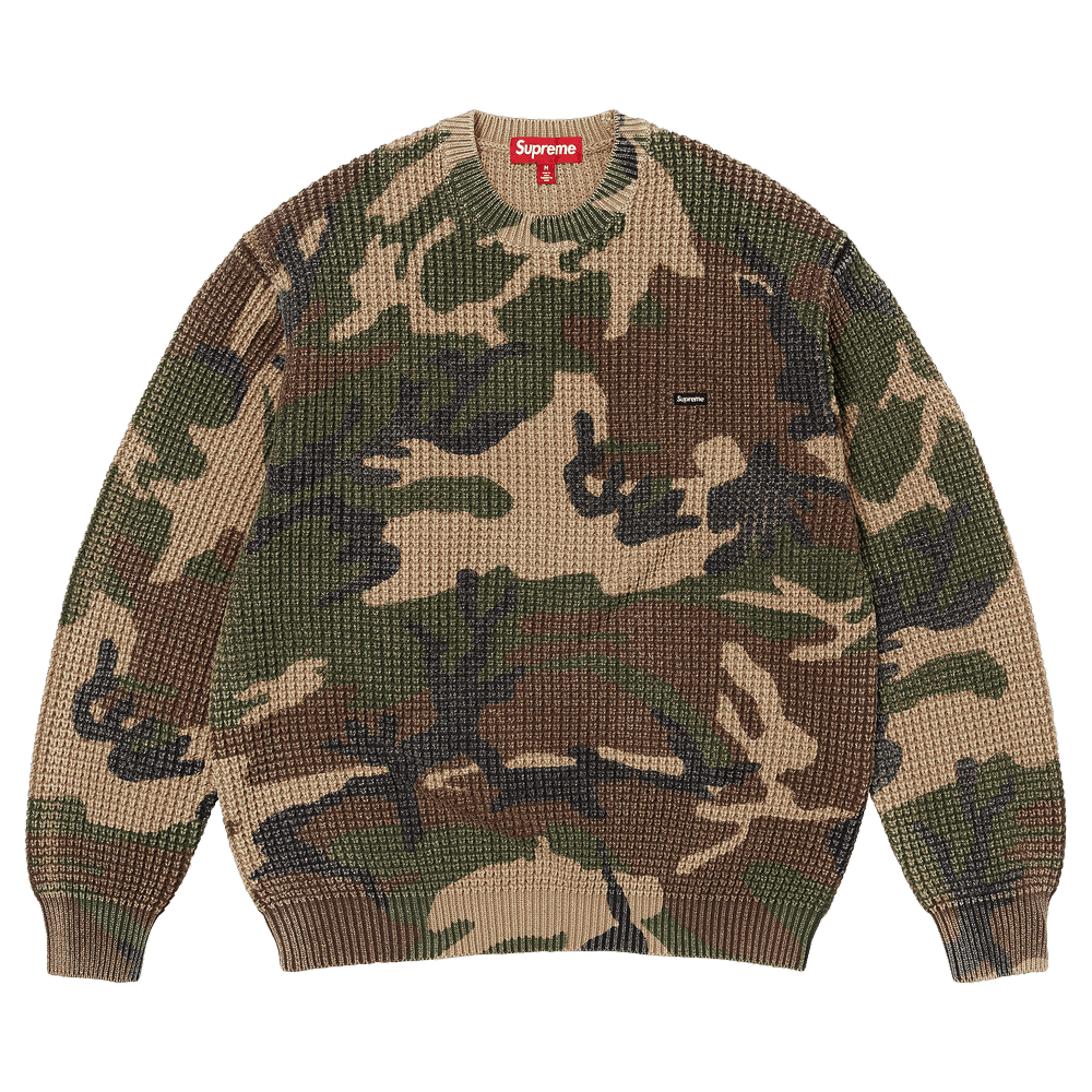 Buy Supreme Washed Small Box Waffle Sweater 'Woodland Camo