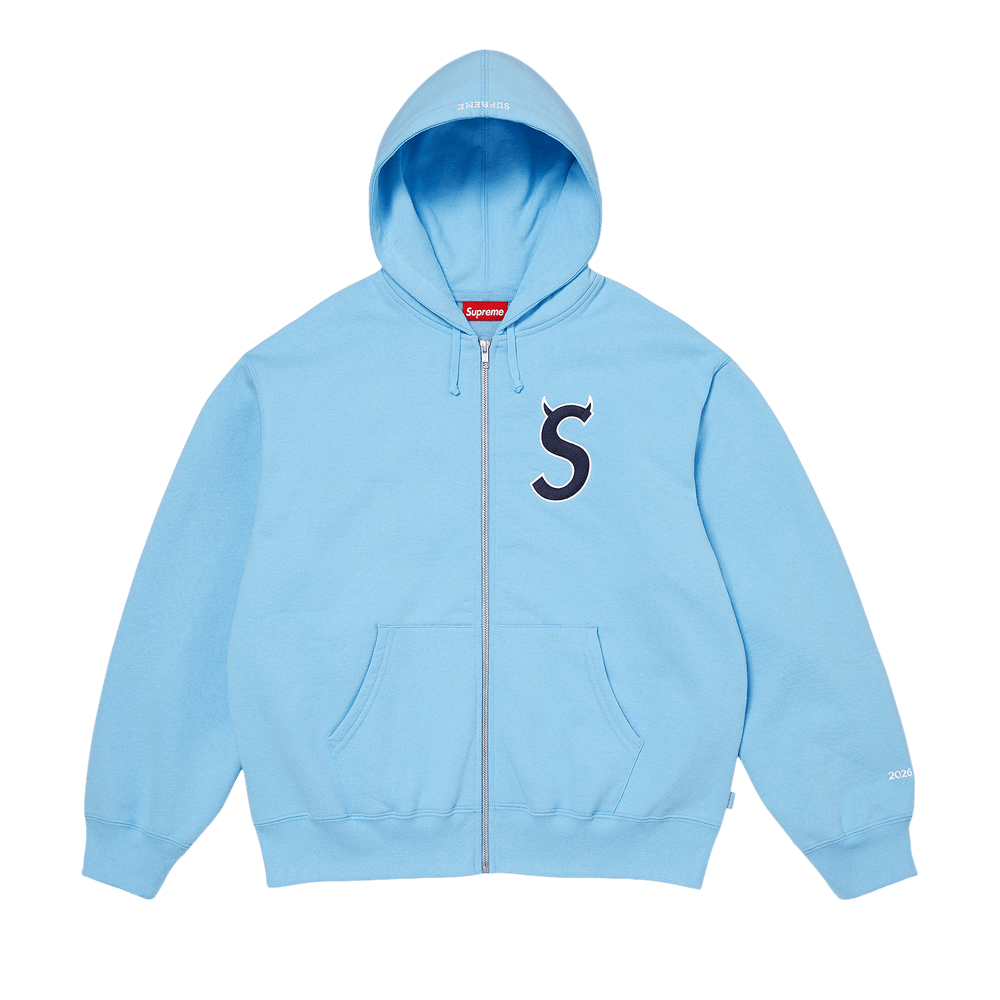 Buy Supreme Devil S Logo Zip Up Hooded Sweatshirt 'Light Blue