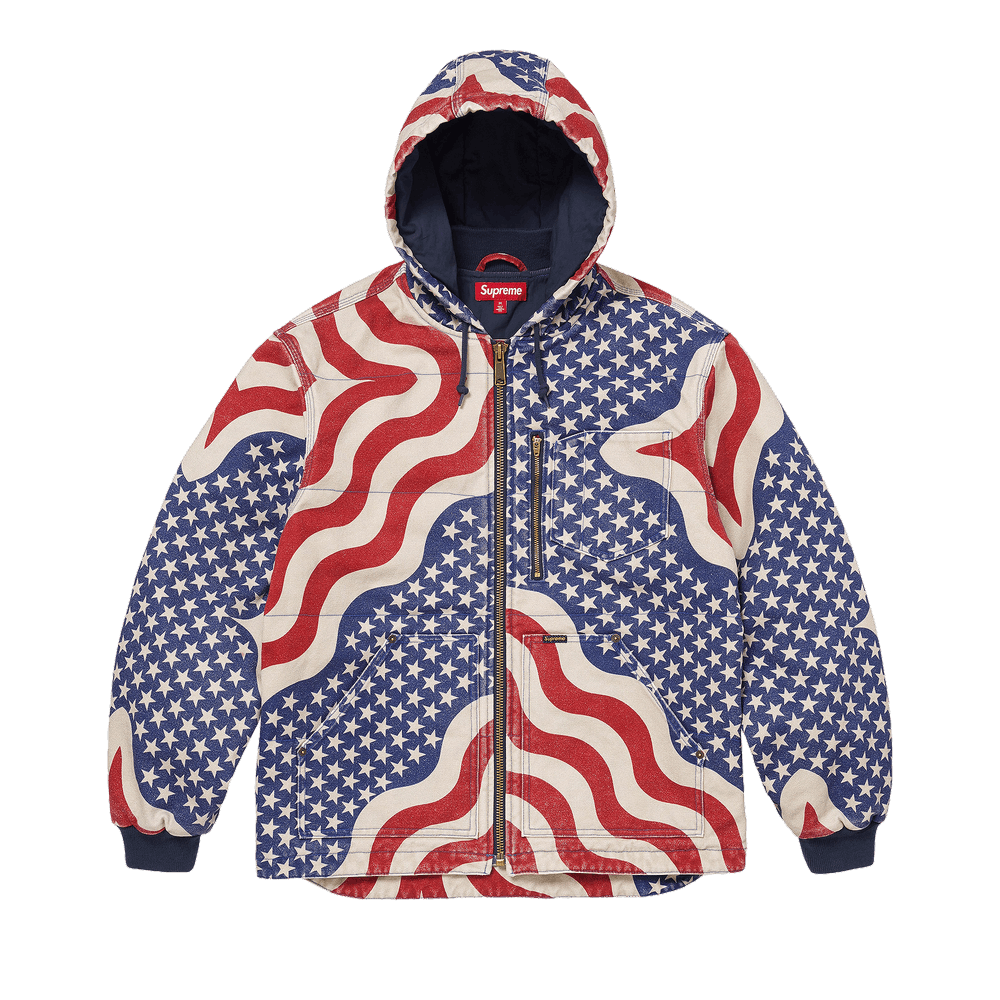 Buy Supreme Flag Quilted Hooded Work Jacket 'Multicolor' - SS26J60