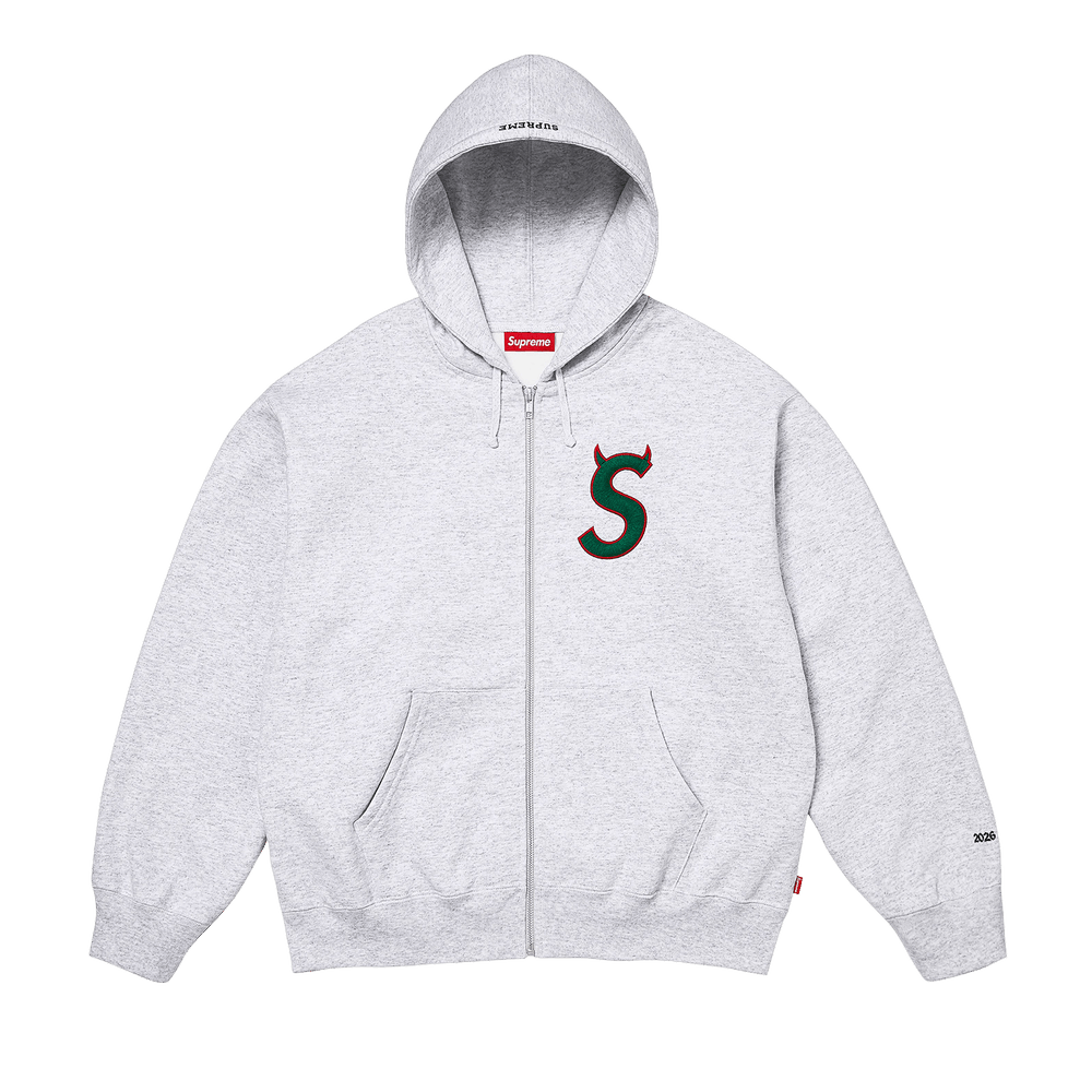 Buy Supreme Devil S Logo Zip Up Hooded Sweatshirt 'Ash Grey