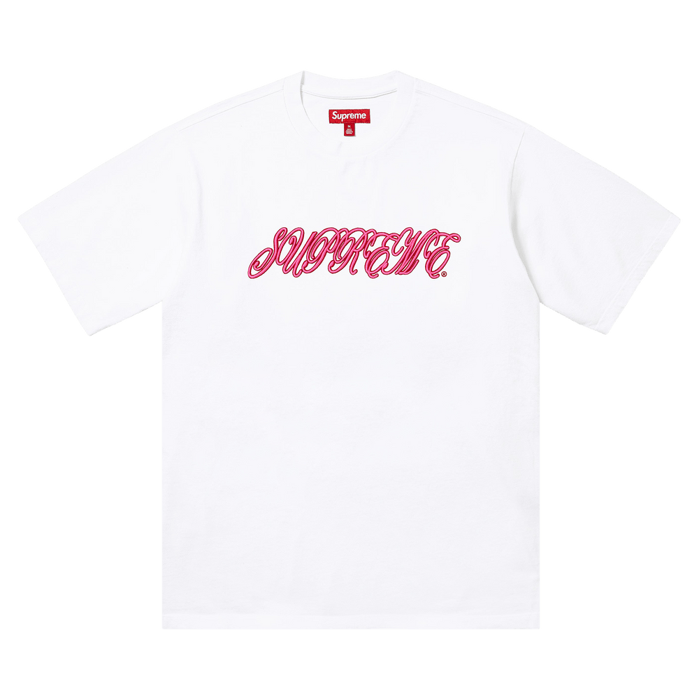 Buy Supreme Raised Script Short-Sleeve Top 'White' - SS26KN93