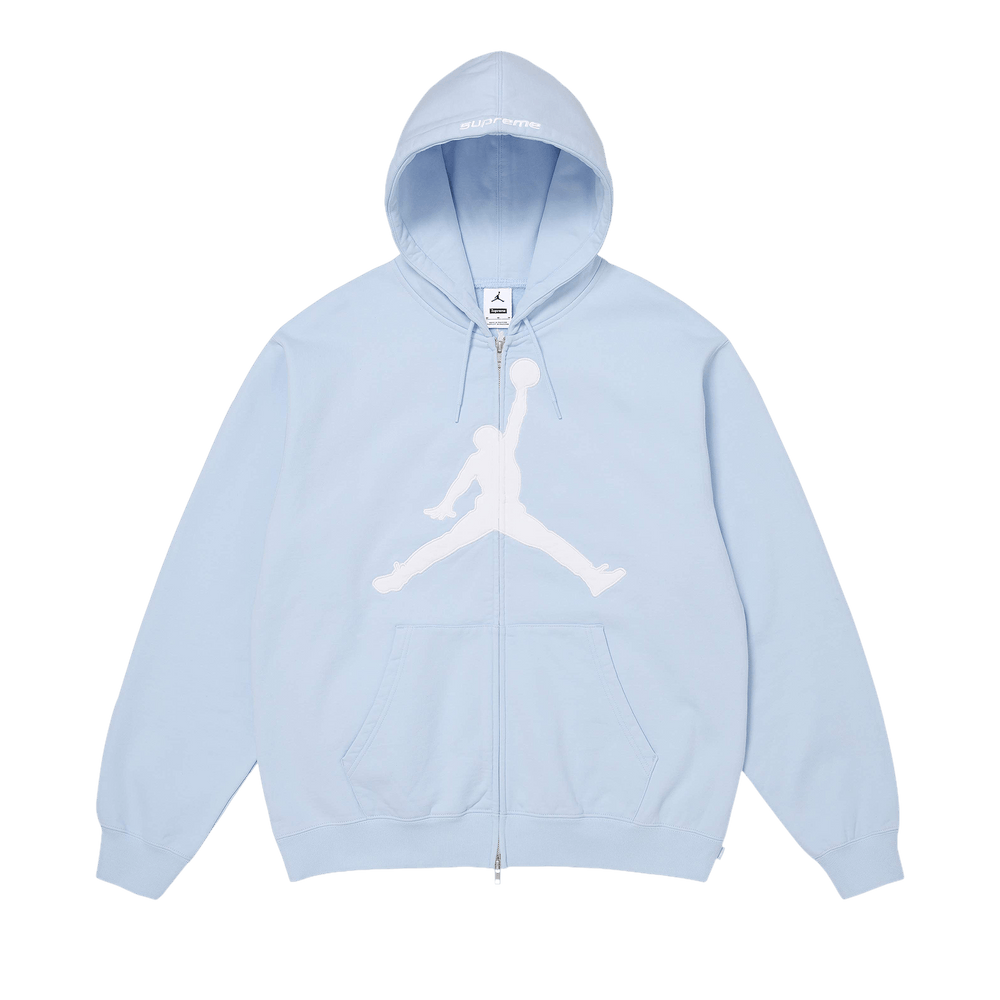 Buy Supreme x Jordan Zip Up Hooded Sweatshirt 'Light Blue