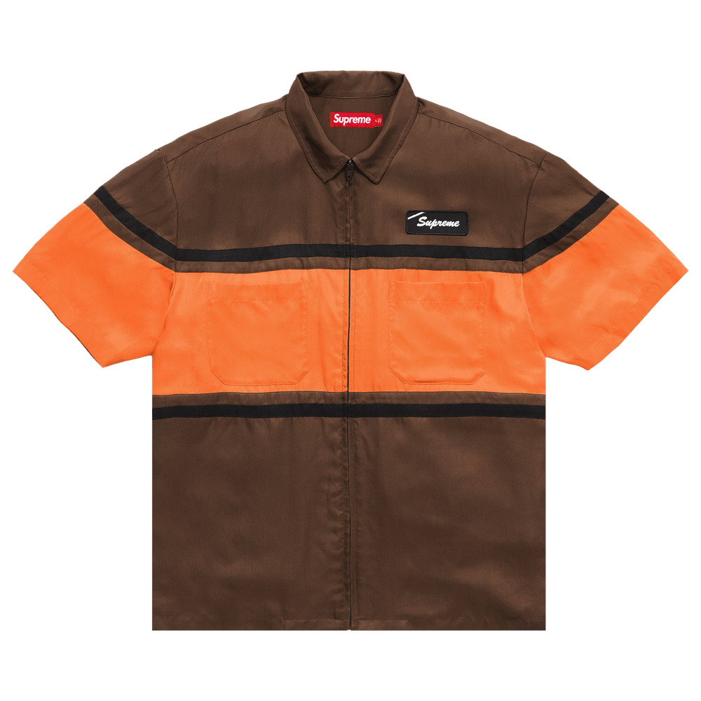 Buy Supreme Silk Zip Up Short-Sleeve Shirt 'Brown' - SS26S42 BROWN