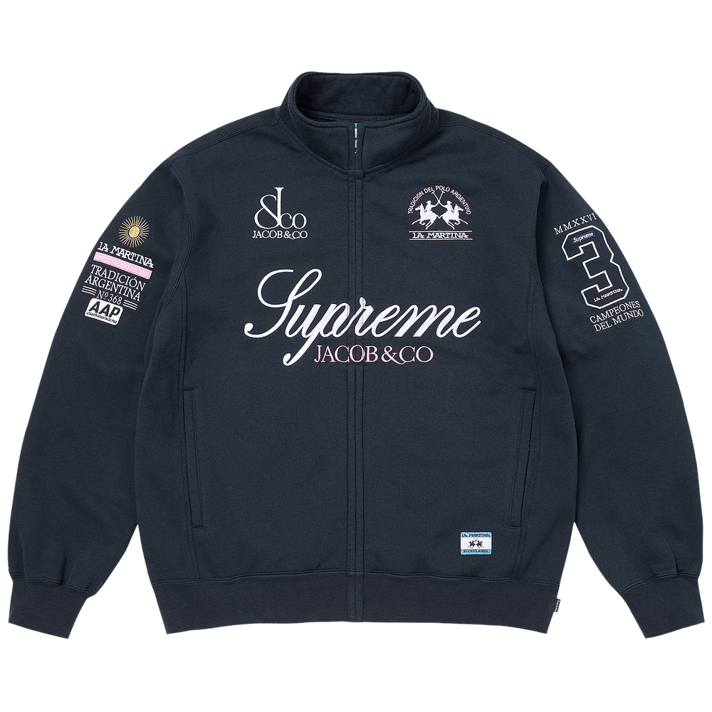 Buy Supreme x La Martina x Jacob & Co Zip Up Sweatshirt 'Navy