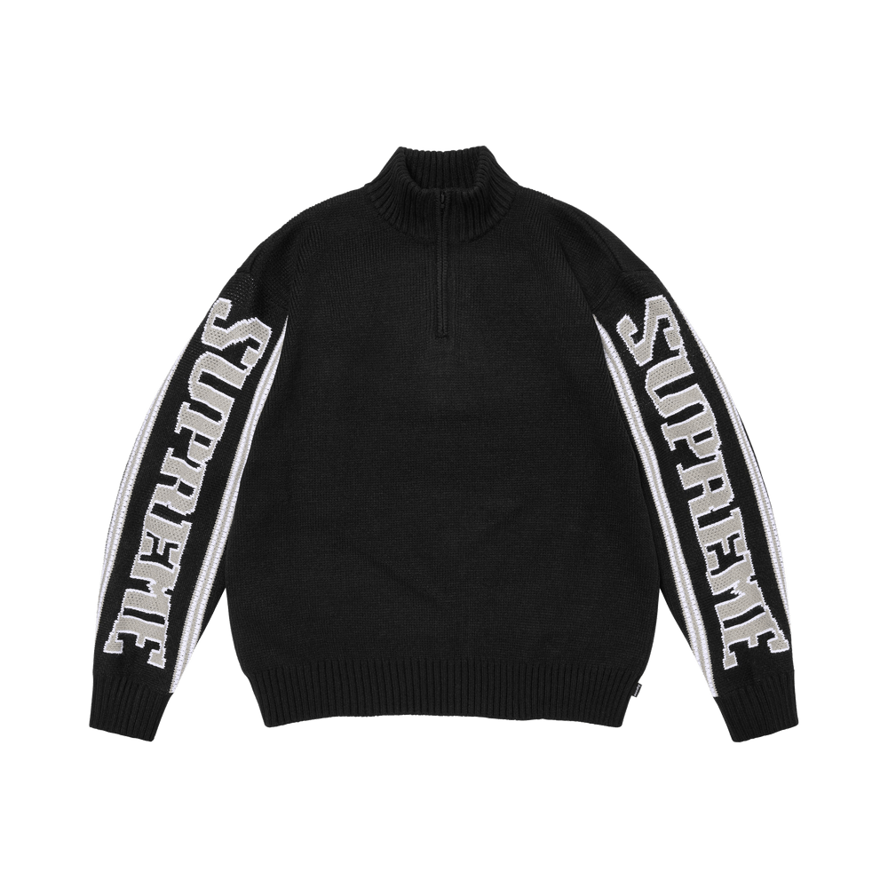 Buy Supreme Jacquard Sleeve Half Zip Sweater 'Black' - FW26SK13