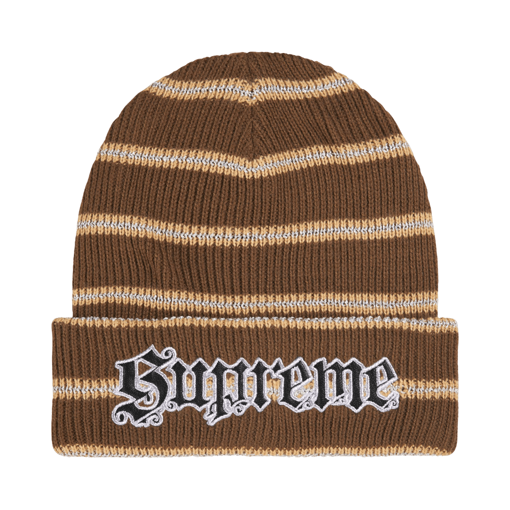 Buy Supreme Metallic Stripe Beanie 'Brown' - FW26BN12 BROWN | GOAT