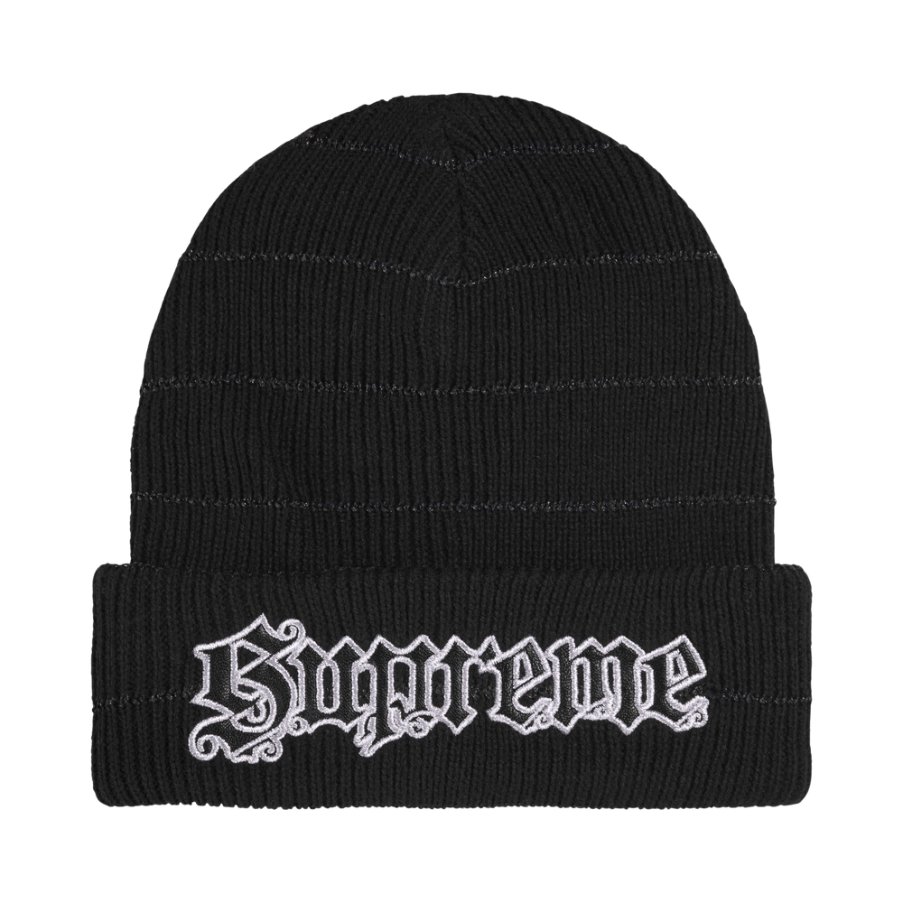 Buy Supreme Metallic Stripe Beanie 'Black' - FW26BN12 BLACK | GOAT