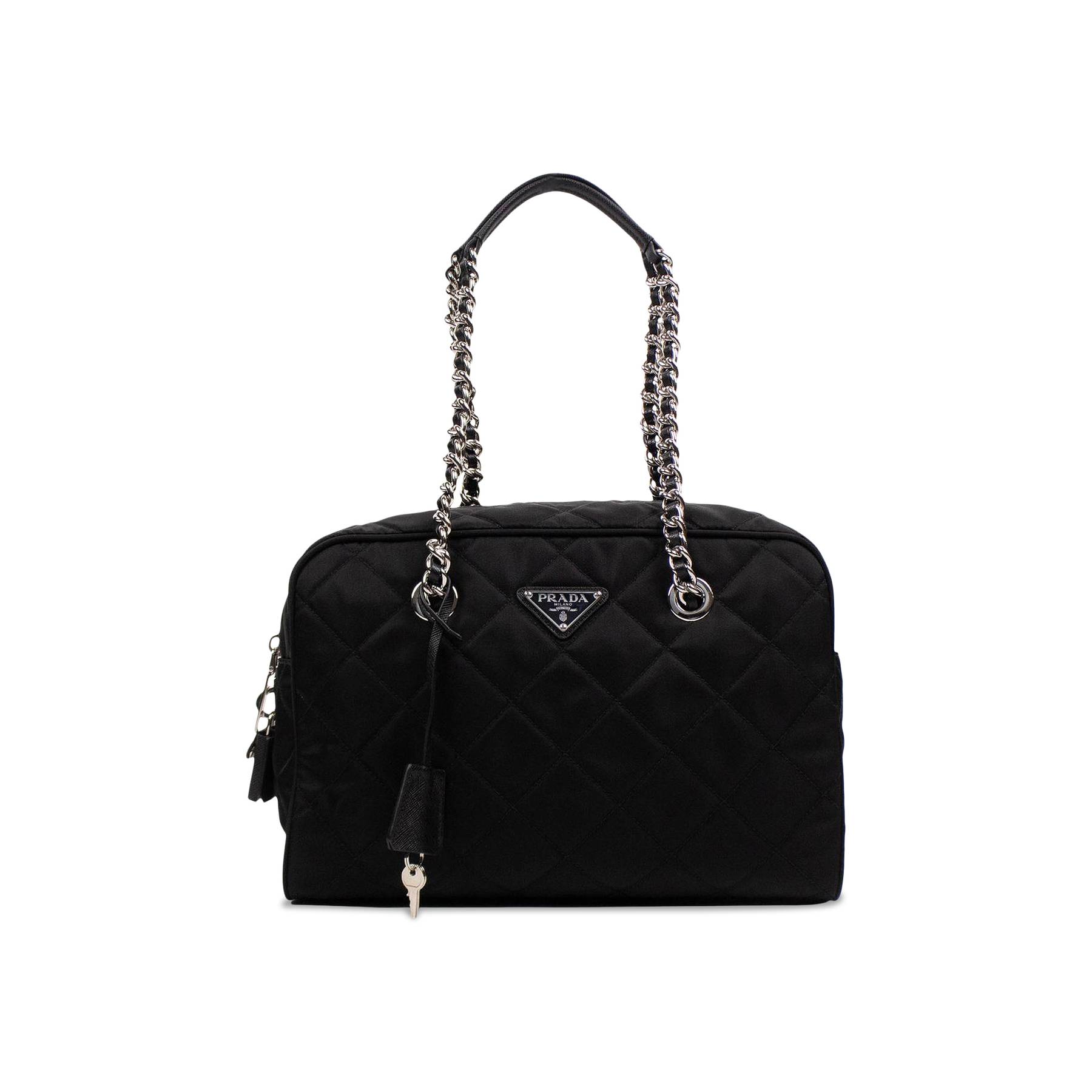 Prada Quilted Nylon Chain Shoulder Strap Medium Handbag 'Black' - Prada ...