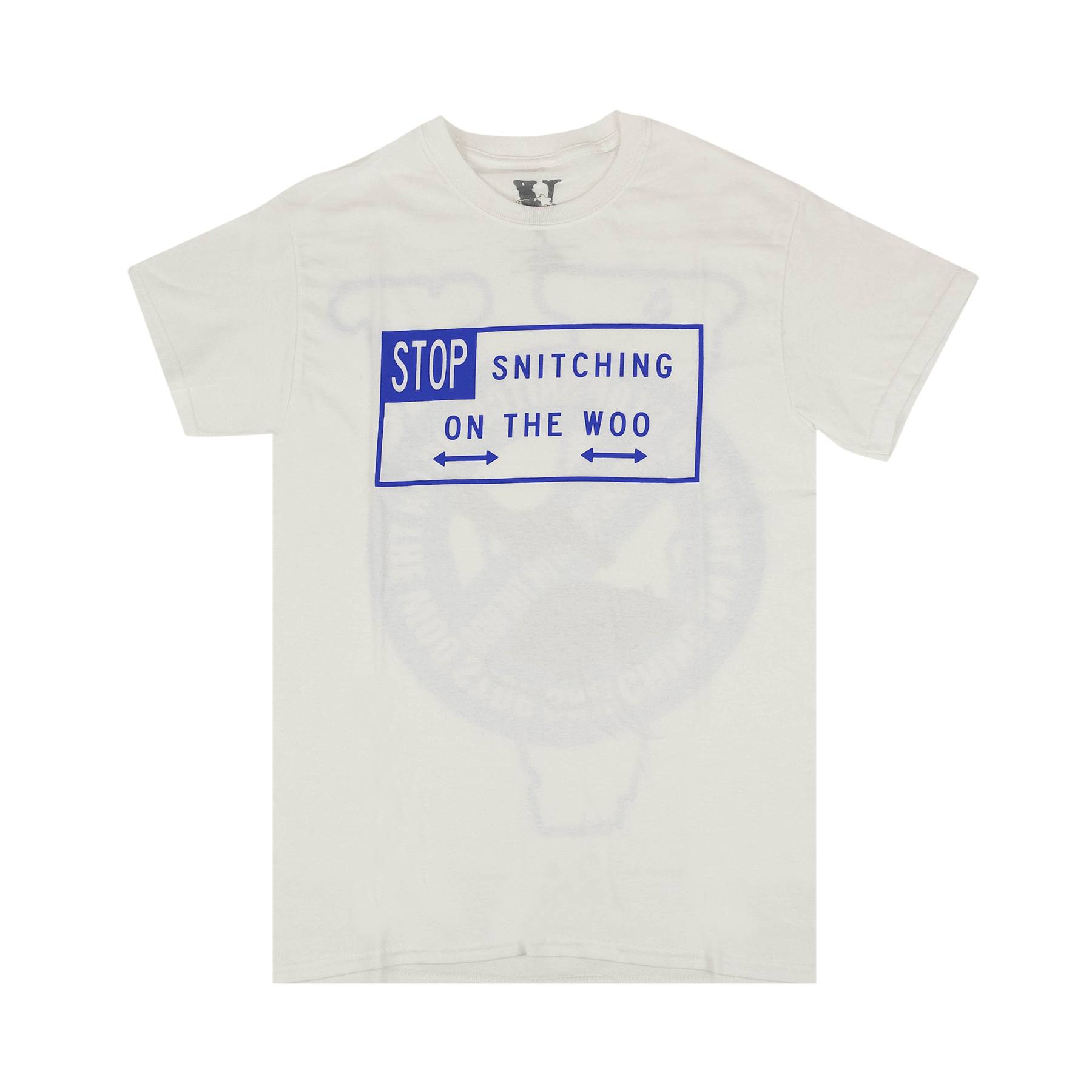 Vlone x Pop Smoke Stop Snitching Short-Sleeve T-Shirt 'White/Blue