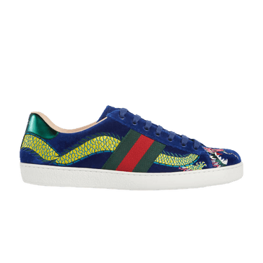 Buy Gucci Ace Embroidered Blue Velvet Dragon 473756 FASJ0 4064 GOAT