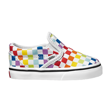 Rainbow checkered sales slip on vans