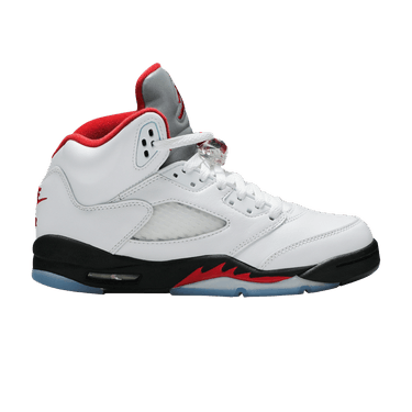 grey and red jordan 5
