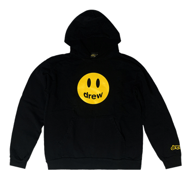 Drew Smiley Face Hoodie 黒 Drew Bear Soft Fabric Oversize Hoodies - Embroidered Design