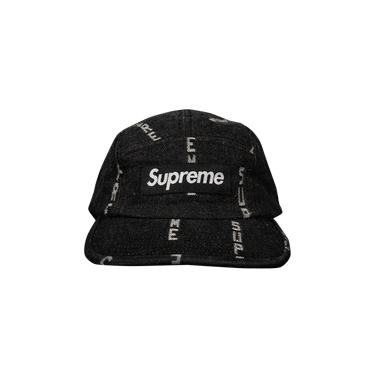 Buy Supreme Logo Stripe Jacquard Denim Camp Cap 'Black' - FW20H103