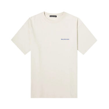 Balenciaga Badge Logo Tee 'Chalky White/Blue' | GOAT