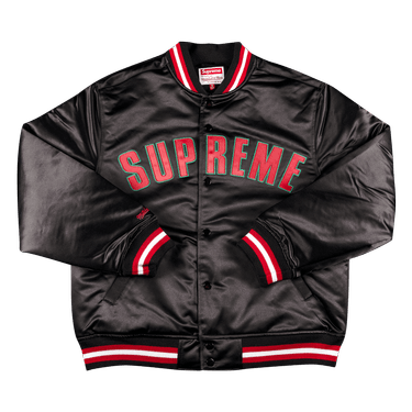 Buy Supreme x Mitchell And Ness Satin Varsity Jacket 'Black 