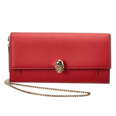 Buy Alexander McQueen Skull Leather Chain Wallet 'Red' - 554196