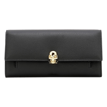 Buy Alexander McQueen Skull Leather Chain Wallet 'Black' - 554196