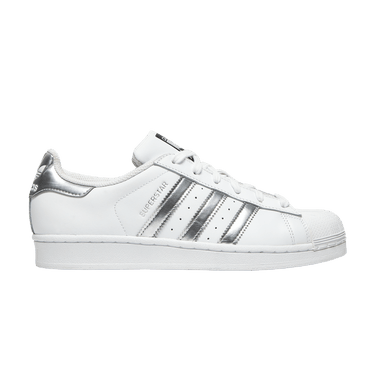 Adidas superstar hot sale with silver stripes