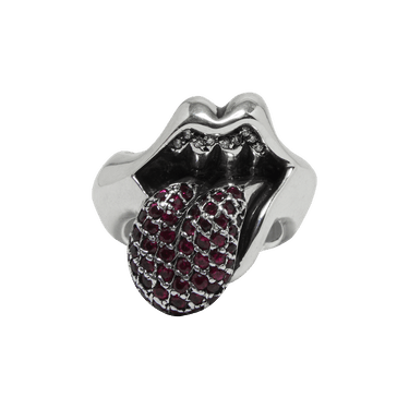 Buy Chrome Hearts Diamond Studded Rolling Stones Ring