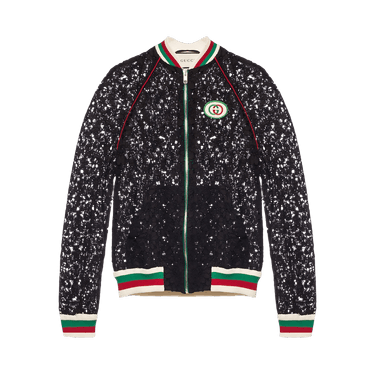 Buy Gucci Floral Guipure Lace Bomber Jacket 'Black' - 575927 ZACDX
