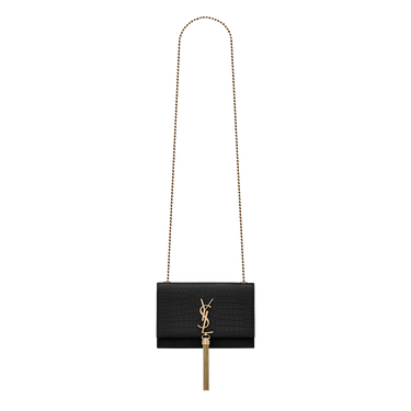 Saint Laurent Kate Crocodile Embossed Shoulder Bag 'Nero'
